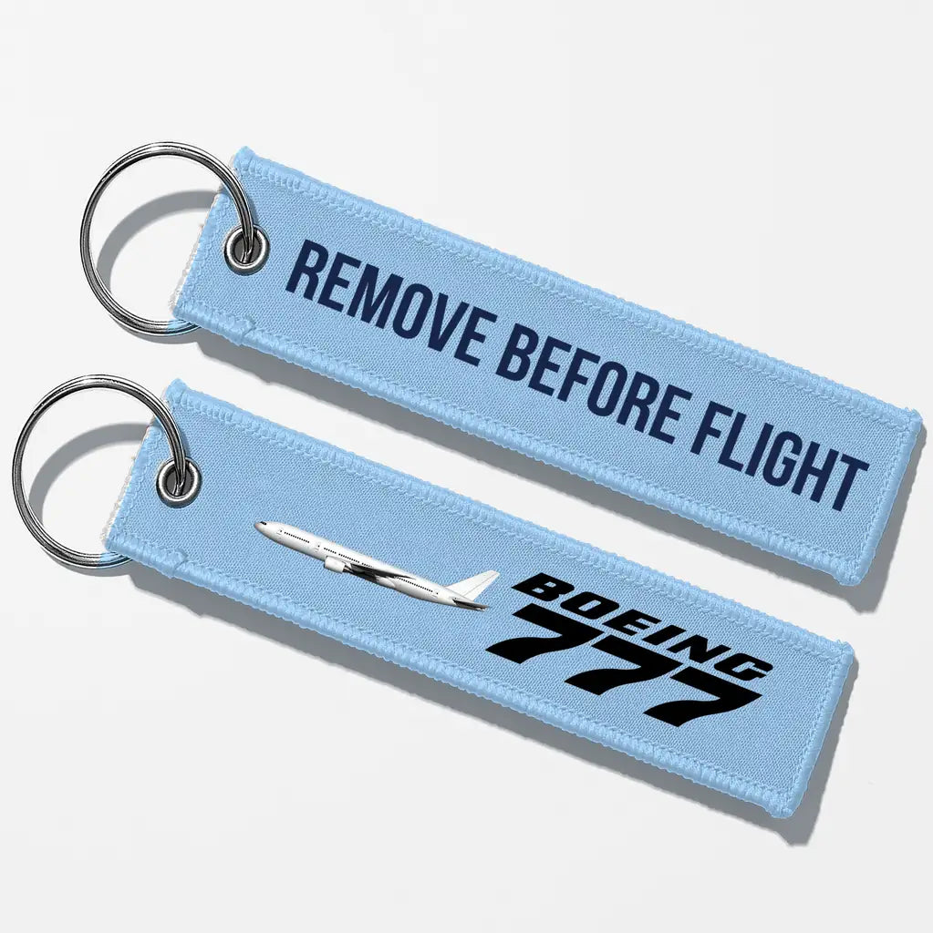 The Boeing 777 Key Chains - Light Blue - Remove Before Flight