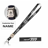 Thumbnail for The Boeing 777 seat belt lanyard - black with name