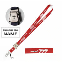 Thumbnail for The Boeing 777 seat belt lanyard - red with name