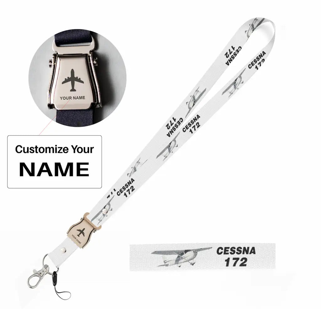 The Cessna 172 seat belt lanyard - white with name