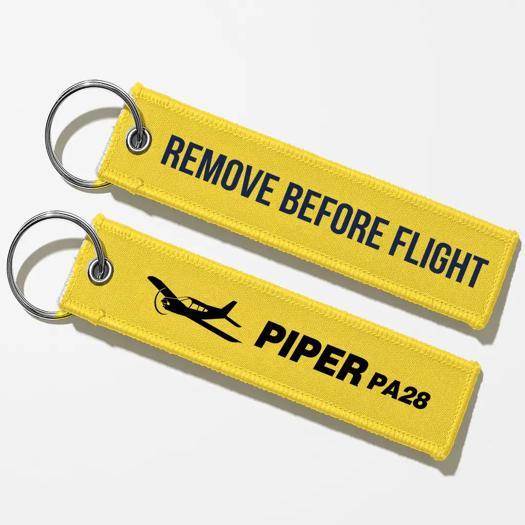 The Piper PA28 Aviator Key Chains - Yellow - Remove Before Flight