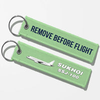 Thumbnail for The Sukhoi Superjet 100 Aviator Key Chains - Light Green - Remove Before Flight