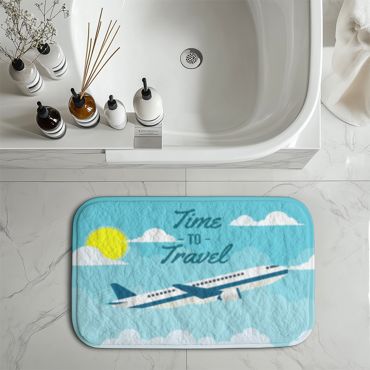 Time to Travel Designed Bath Mats
