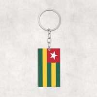 Thumbnail for Togo Flag Designed Stainless Steel Flag Key Chains (Double Side)