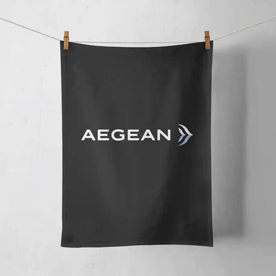 Aegean Airlines design on black towel
