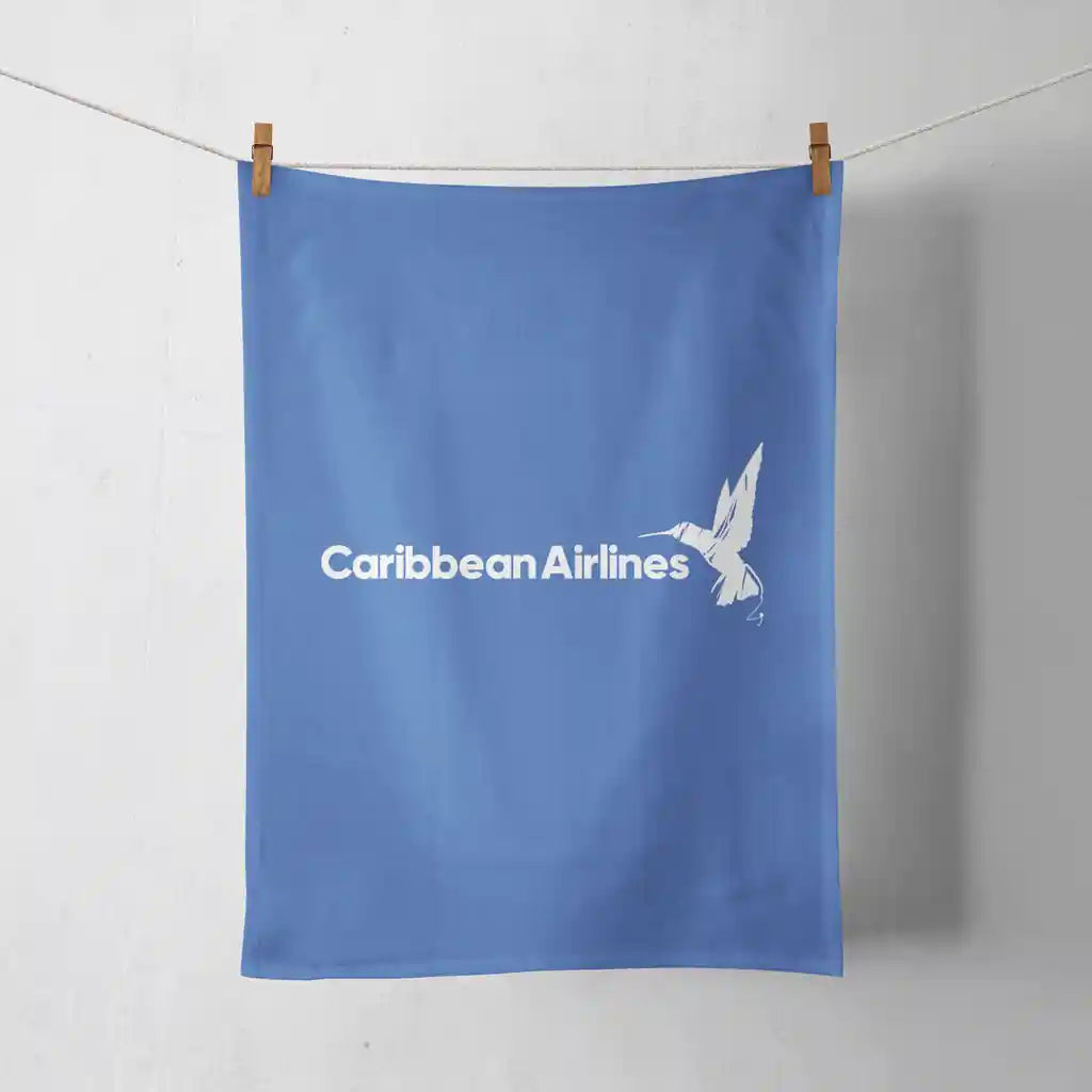 Carbbean Airlines design on blue towel