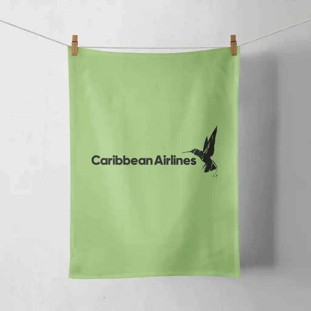 Carbbean Airlines design on light green towel