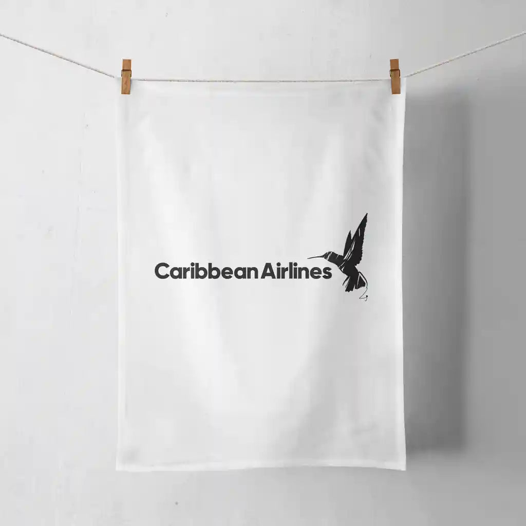 Carbbean Airlines design on white towel