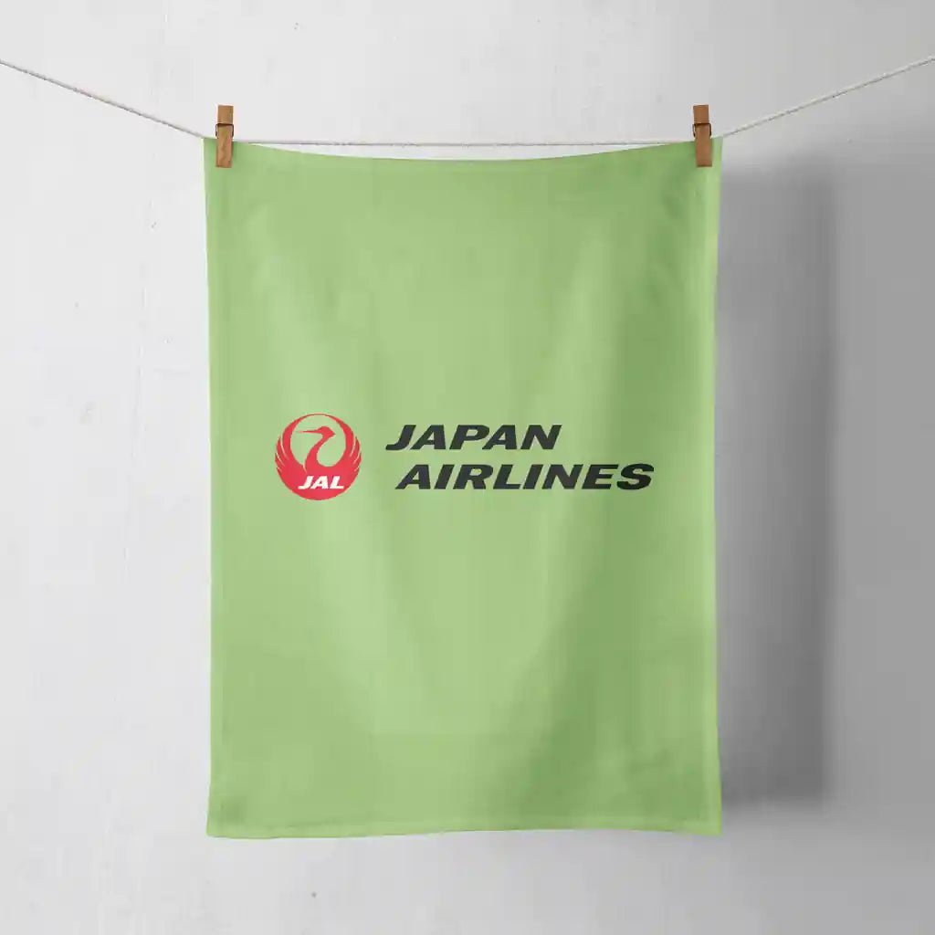 Japan Airlines design on light green towel
