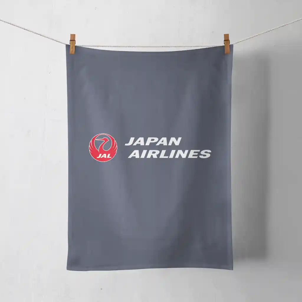 Japan Airlines design on navy blue towel