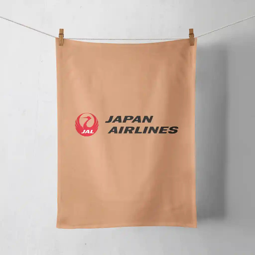 Japan Airlines design on orange towel
