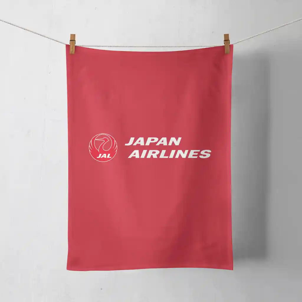 Japan Airlines design on red towel