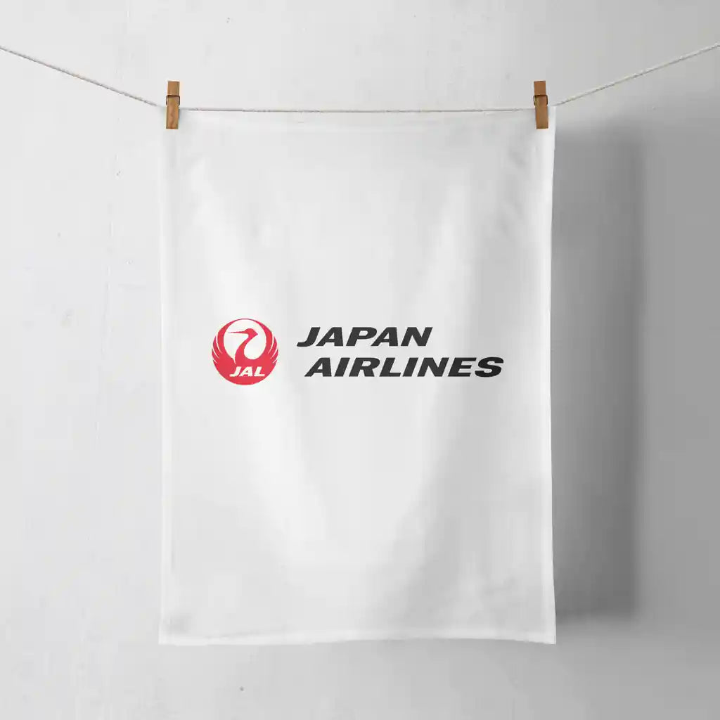 Japan Airlines design on white towel