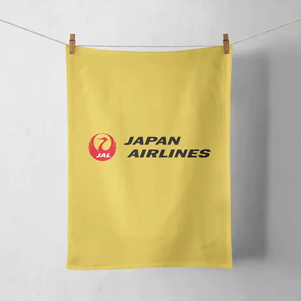 Japan Airlines design on yellow towel