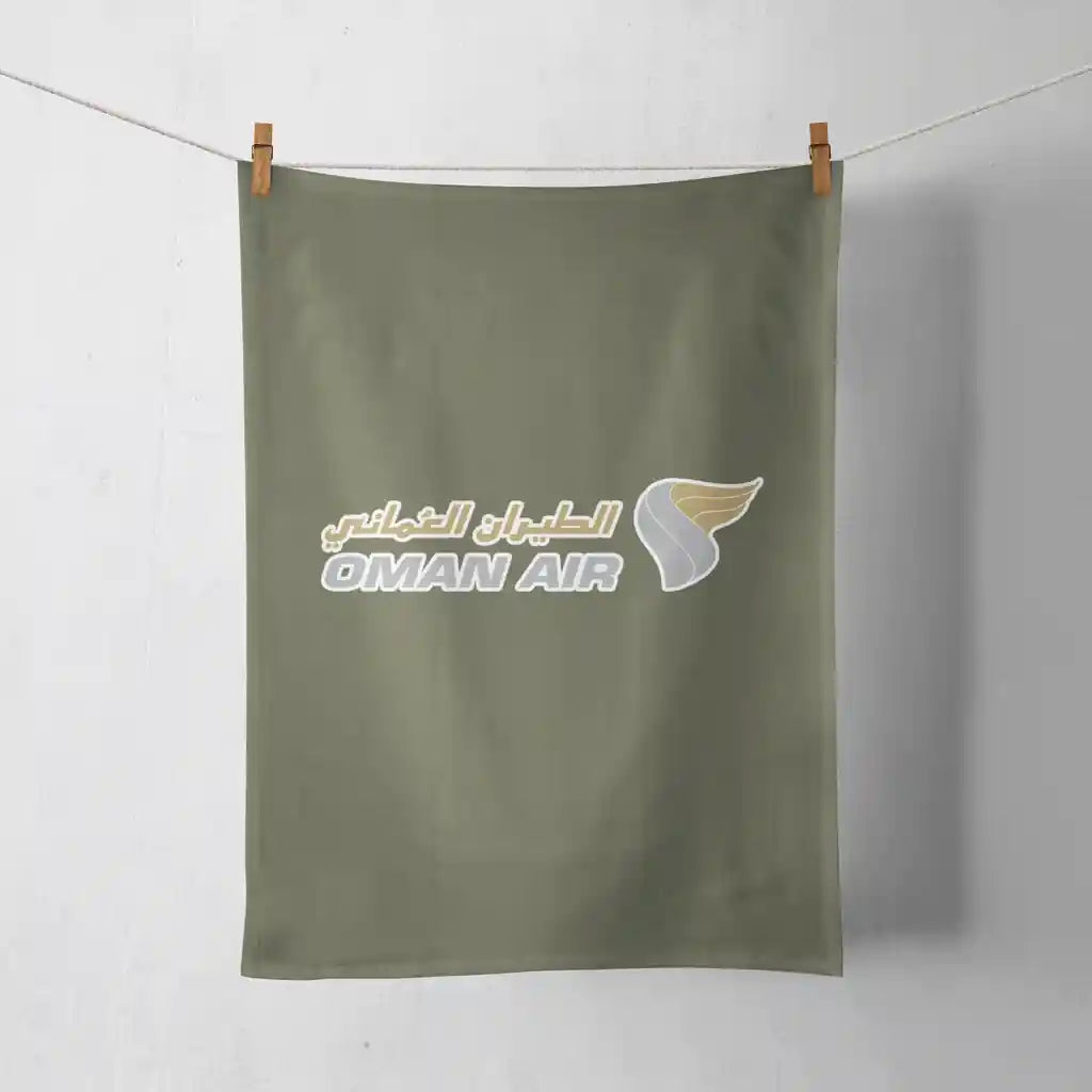 Oman Airlines design on green army towel