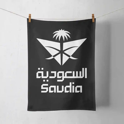 Saudi Arabian Airlines design on black towel