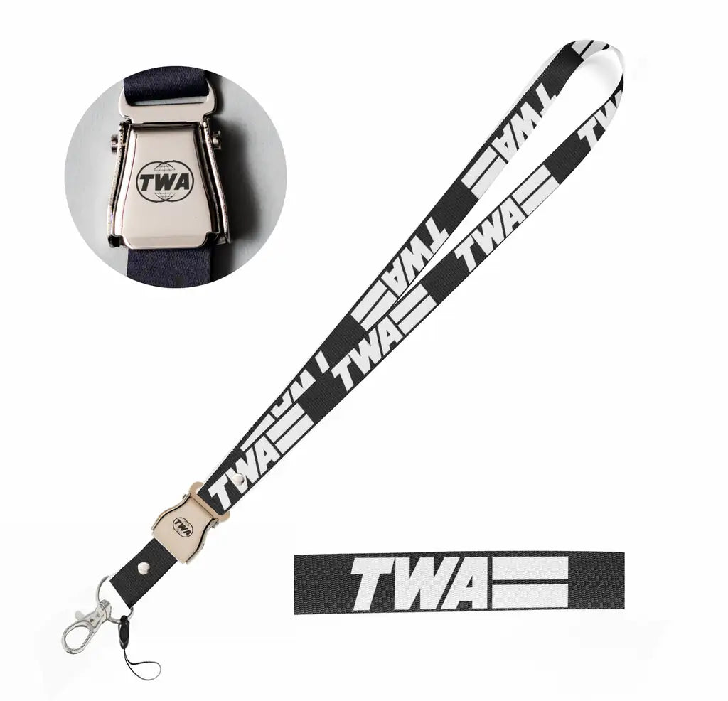 Trans World Airlines (TWA) seat belt lanyard - black