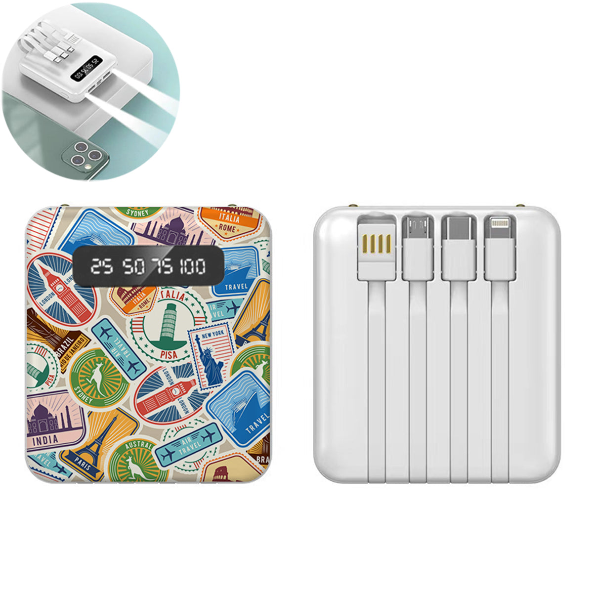 Travel Stickers Designed 10000mAh Quick Charge Powerbank