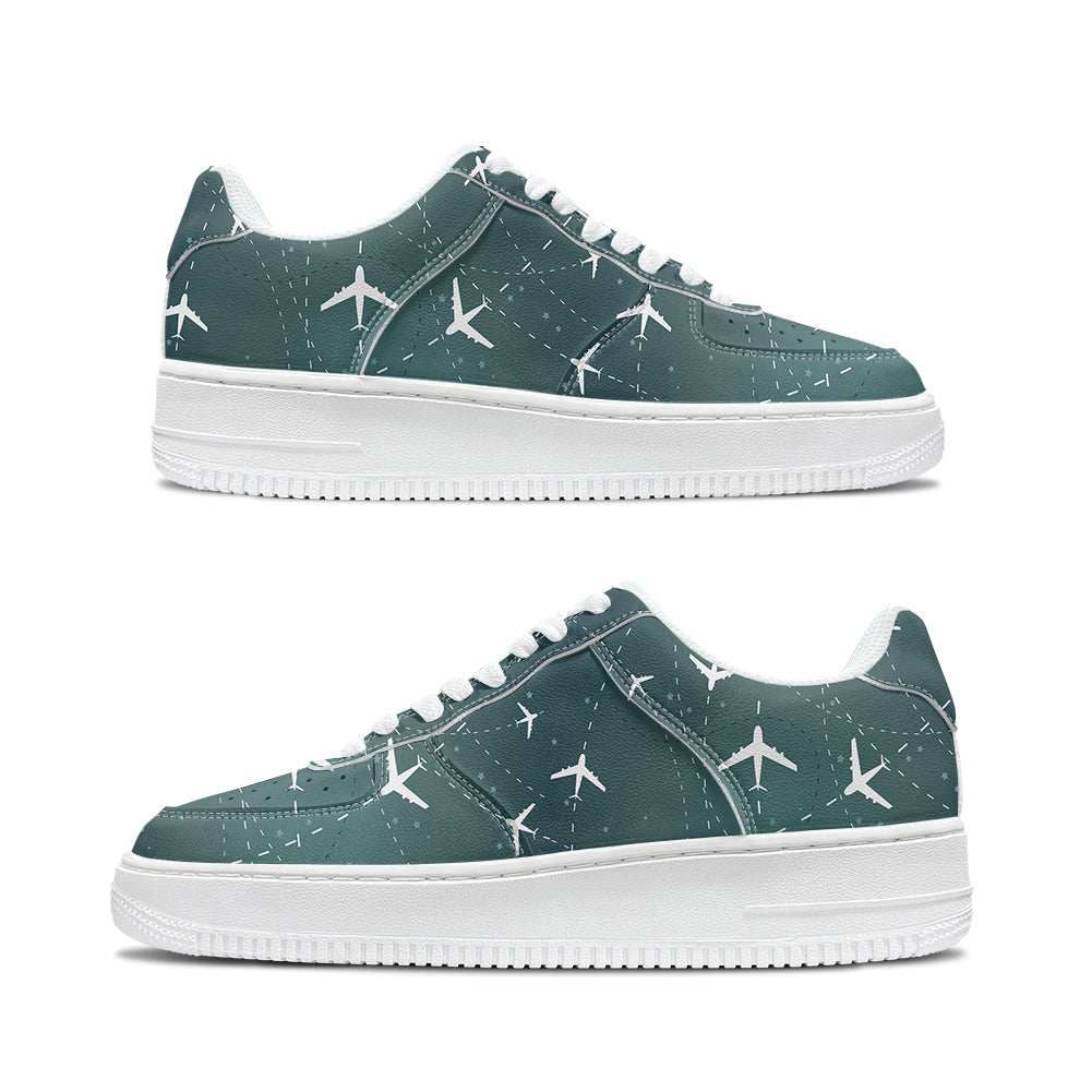 Travelling with Aircraft (Green) Designed Low Top Sport Sneakers & Shoes