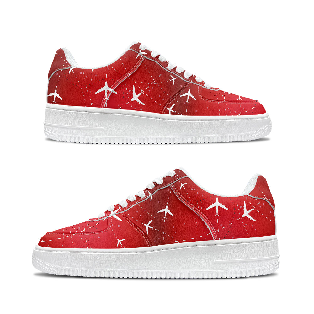 Travelling with Aircraft (Red) Designed Low Top Sport Sneakers & Shoes