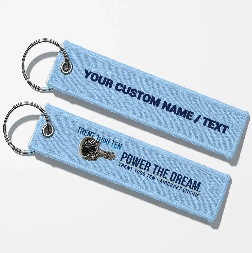 Rolls-Royce TRENT 1000 TEN Engine Aviator Key Chains - Light Blue - Personalized
