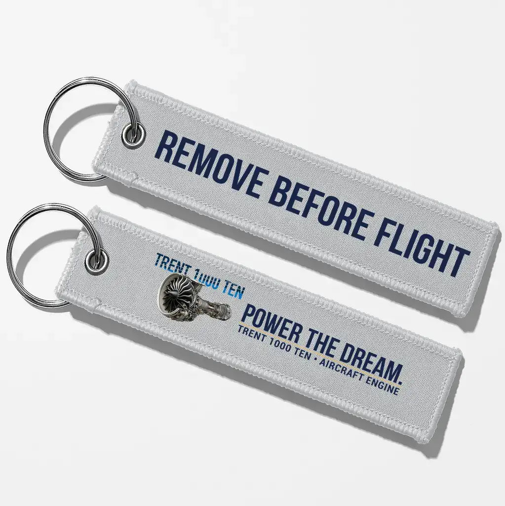 Rolls-Royce TRENT 1000 TEN Engine Aviator Key Chains - Light Gray - Remove Before Flight