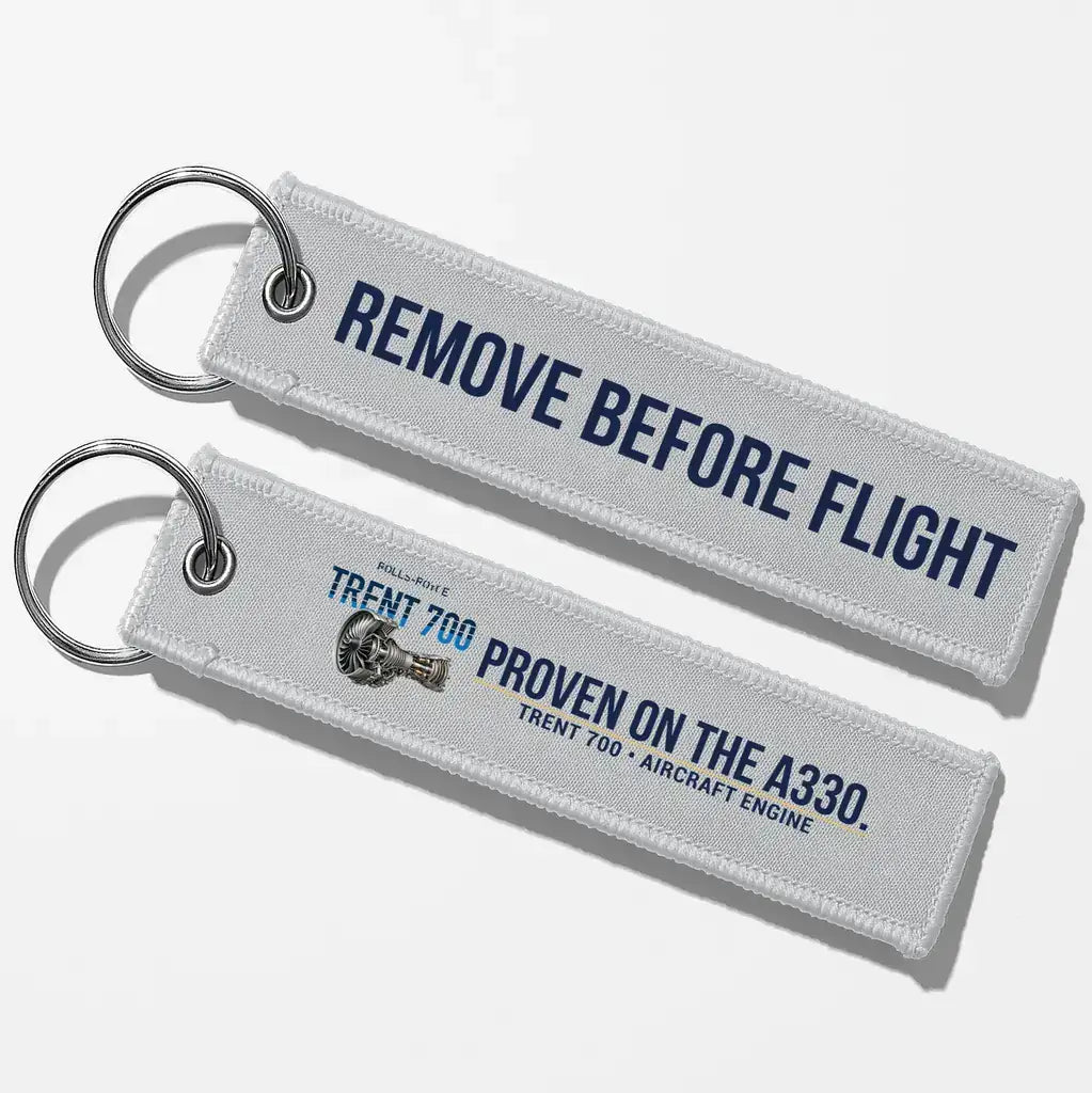 Rolls-Royce TRENT 700 Engine Aviator Key Chains - Light Gray - Remove Before Flight