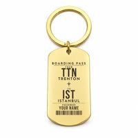 Thumbnail for Trenton-Mercer Airport TTN - Key Chain - Customizable Boarding Pass - Gold