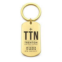 Thumbnail for Trenton-Mercer Airport TTN - Key Chain - Original Design - Gold