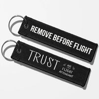 Thumbnail for Trust Me I'm a Flight Attendant Aviator Key Chains - Black - Remove Before Flight