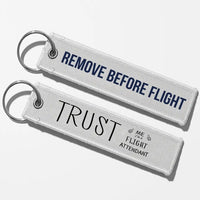 Thumbnail for Trust Me I'm a Flight Attendant Aviator Key Chains - White - Remove Before Flight