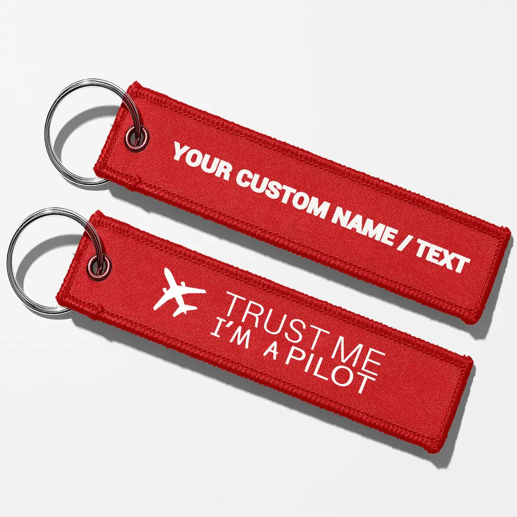Trust Me I'm a Pilot 2 Aviator Key Chains - Red - Personalized