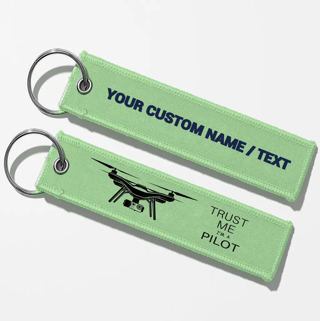 Trust Me I'm a Pilot (Drone) Aviator Key Chains - Light Green - Personalized