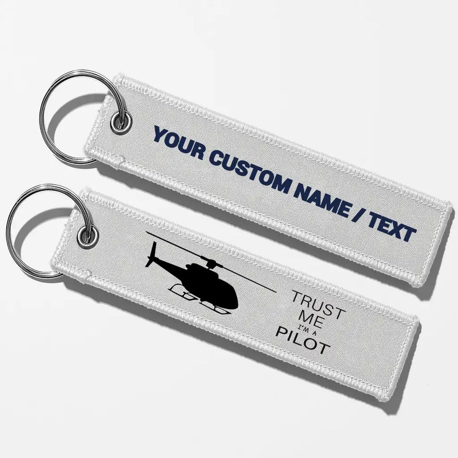 Trust Me I'm a Pilot (Helicopter) Aviator Key Chains - White - Personalized