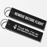 Thumbnail for Trust Me I'm an Air Traffic Controller Aviator Key Chains - Black - Remove Before Flight