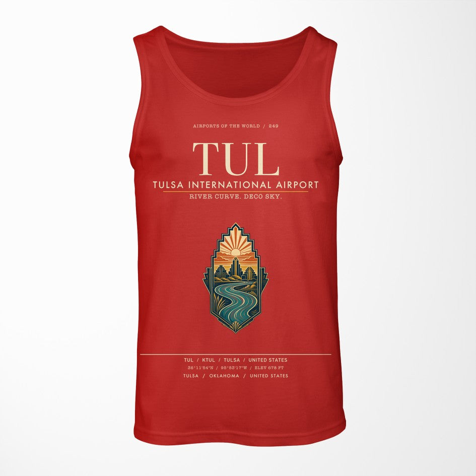 Tulsa International Airport (TUL) design on red tank top