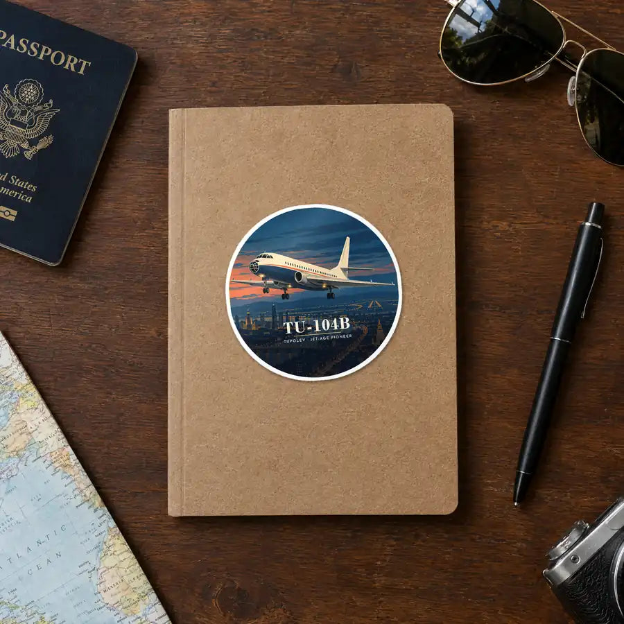 Tupolev Tu-104B - 3D - Circle Sticker - Notebook