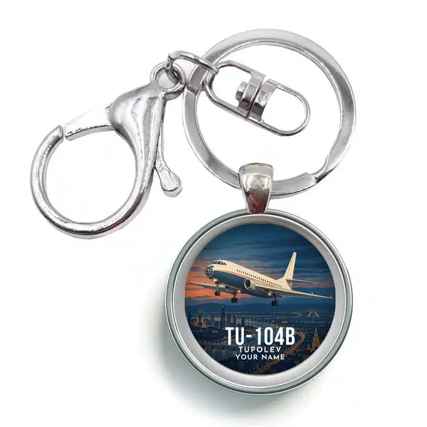Tupolev Tu-104B - 3D + Name - Circle Key Chain - Full Print