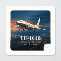 Thumbnail for Tupolev Tu-104B - 3D + Name - Square Sticker - Peel