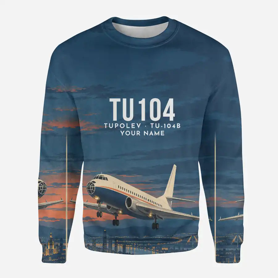 Tupolev Tu-104B 3D All-Over Print Clothing - Sweatshirt - 3D + Name