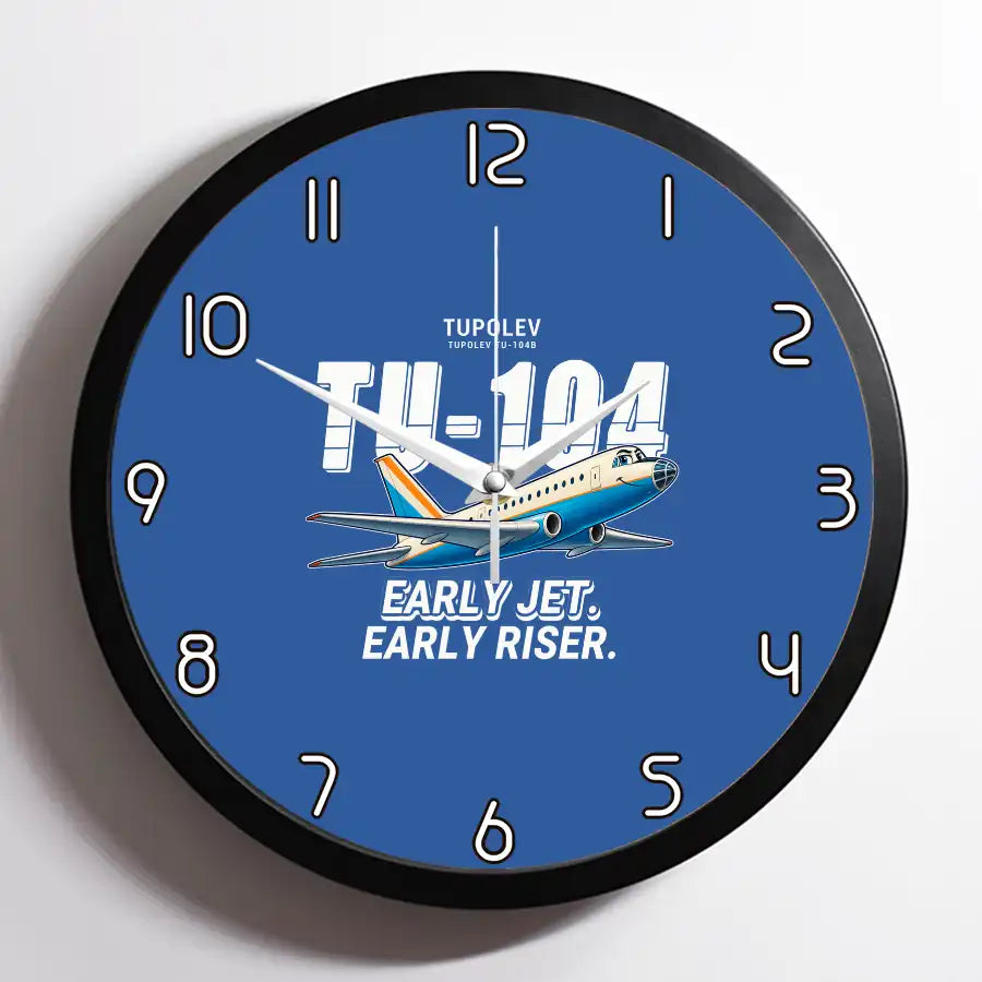 Tupolev Tu-104B - Cartoon - Framed - Blue