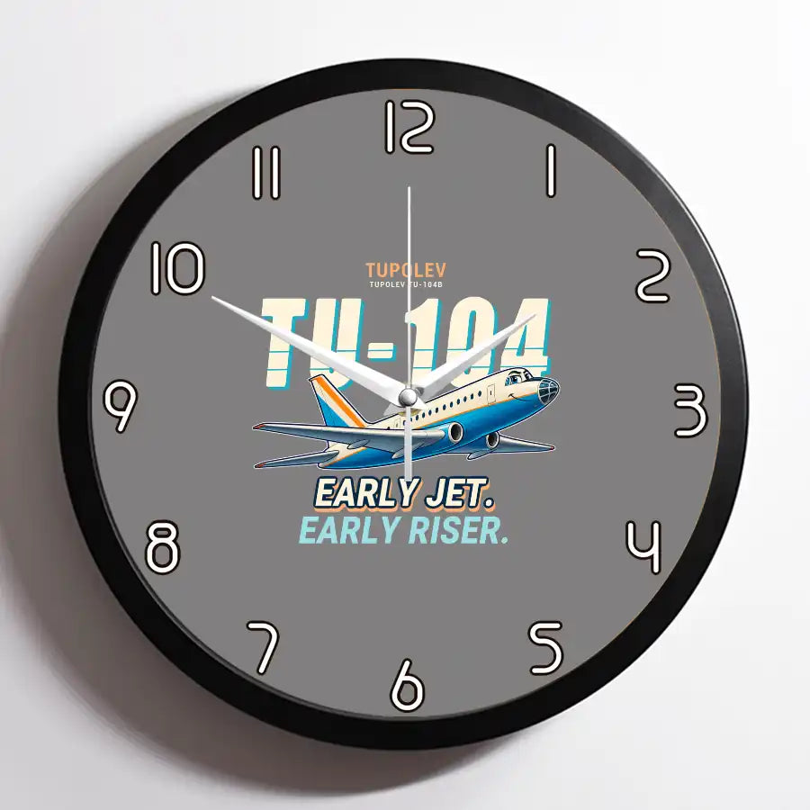Tupolev Tu-104B - Cartoon - Framed - Gray