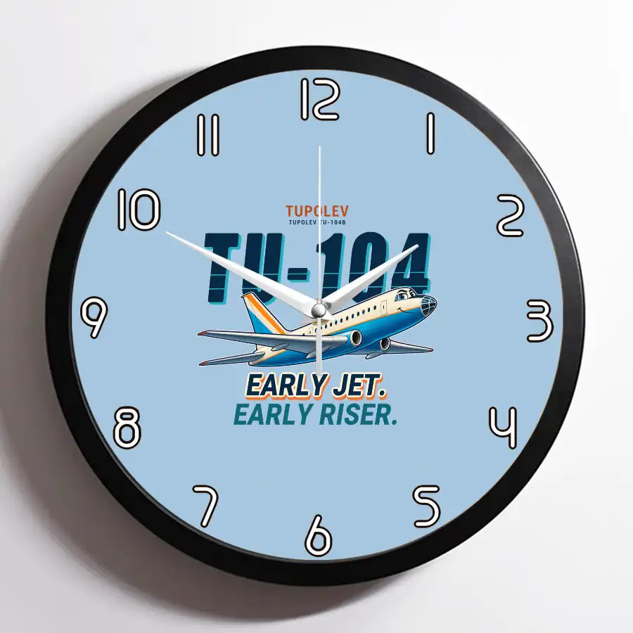 Tupolev Tu-104B - Cartoon - Framed - Light Blue
