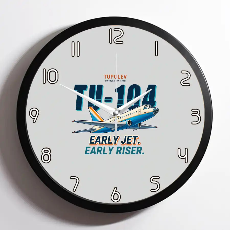 Tupolev Tu-104B - Cartoon - Framed - Light Gray