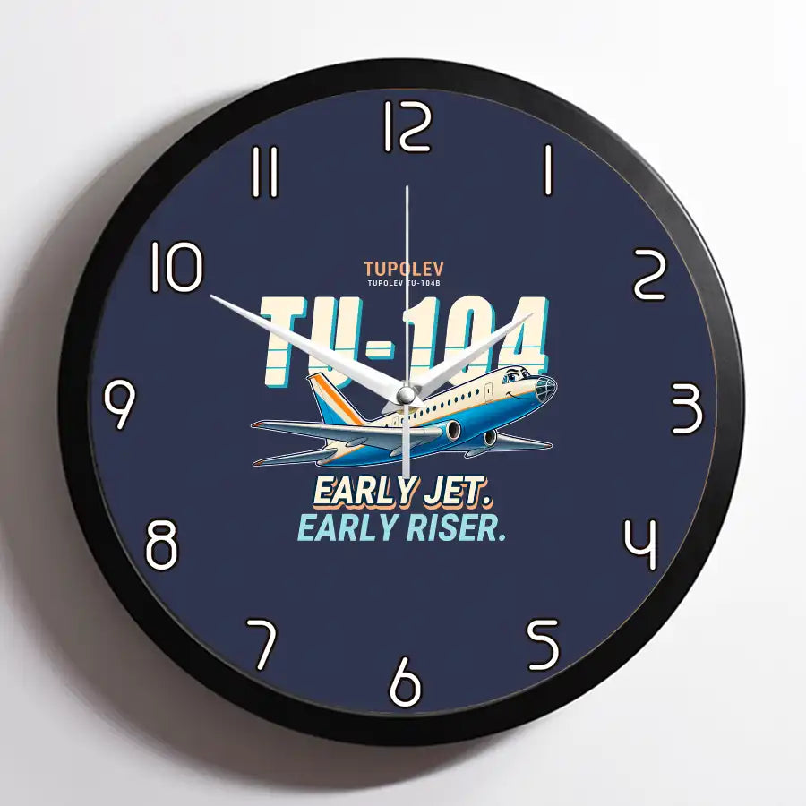Tupolev Tu-104B - Cartoon - Framed - Navy Blue