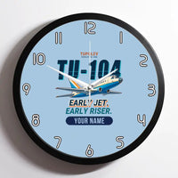 Thumbnail for Tupolev Tu-104B - Cartoon + Name - Framed - Light Blue