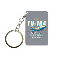 Thumbnail for Tupolev Tu-104B - Cartoon + Name - Key Chain - Gray
