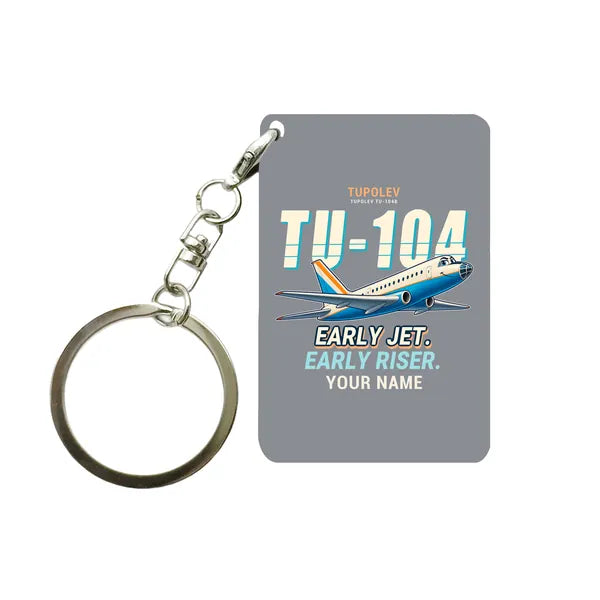 Tupolev Tu-104B - Cartoon + Name - Key Chain - Gray