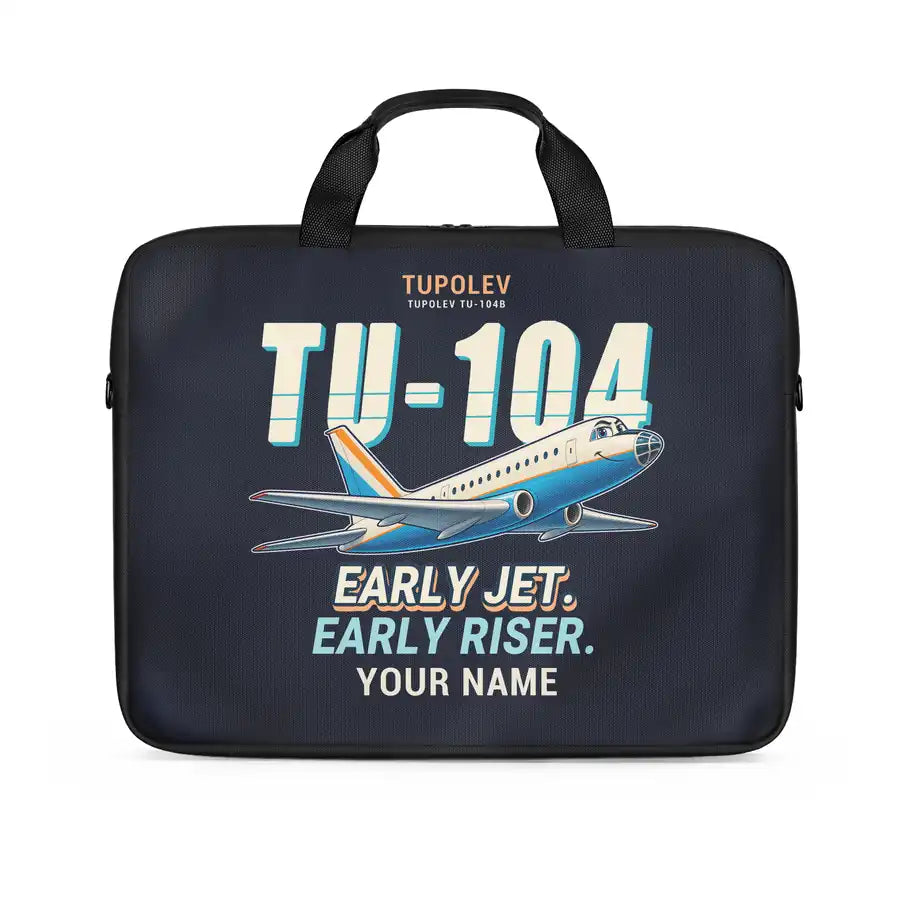 Tupolev Tu-104B - Cartoon + Name - Laptop Bag