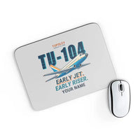 Thumbnail for Tupolev Tu-104B - Cartoon + Name - Mouse Pad - Light Gray
